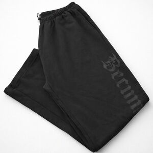 Becmhuk Tpubyh Black Side Spellout Graphic Fleece Sweatpants Unisex Adult Size 1